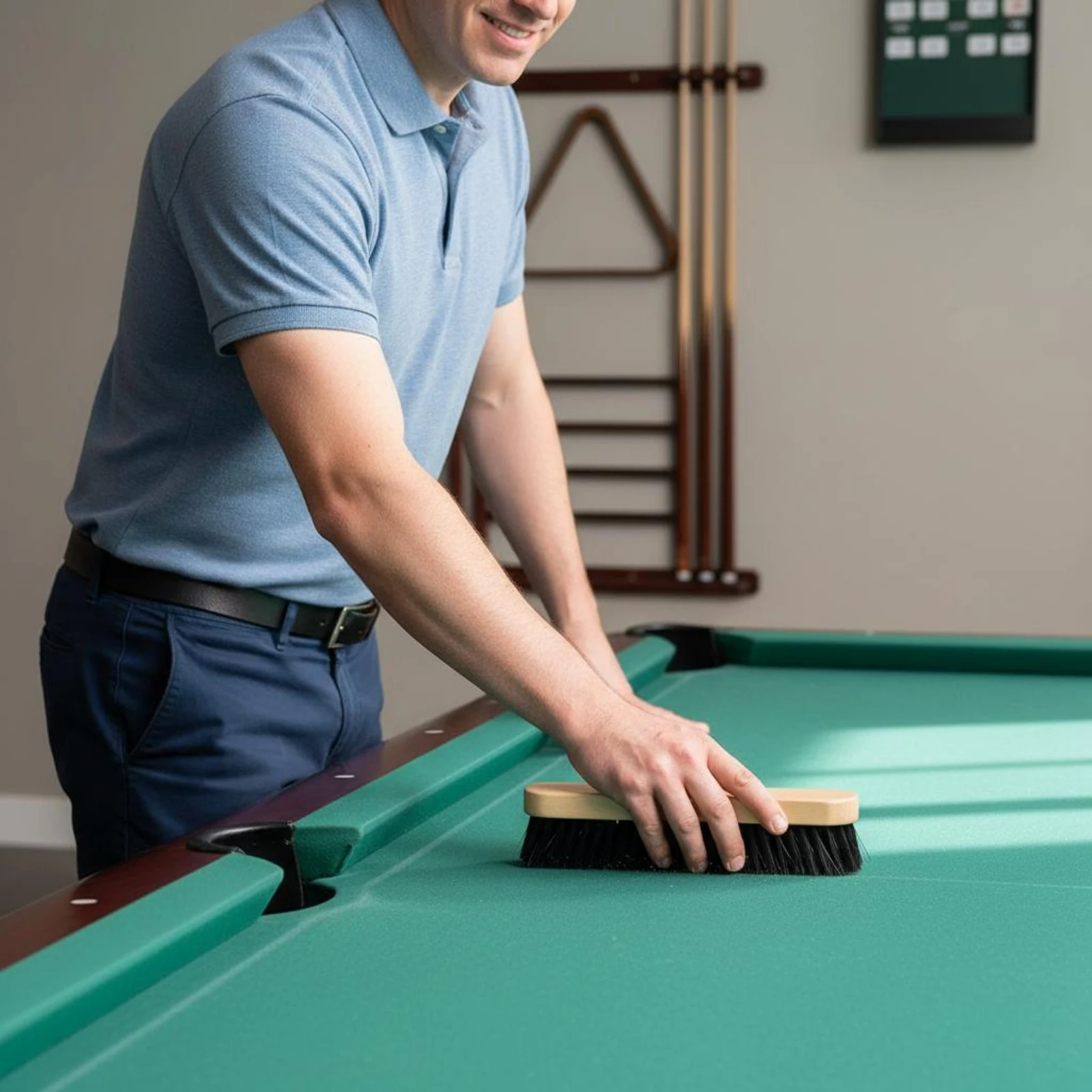 Billiard Table Cleaning Brush Dust and Dirt Removal Pool Table Cleaning Brush Sports Gear Solid Wood Handle for Game Room