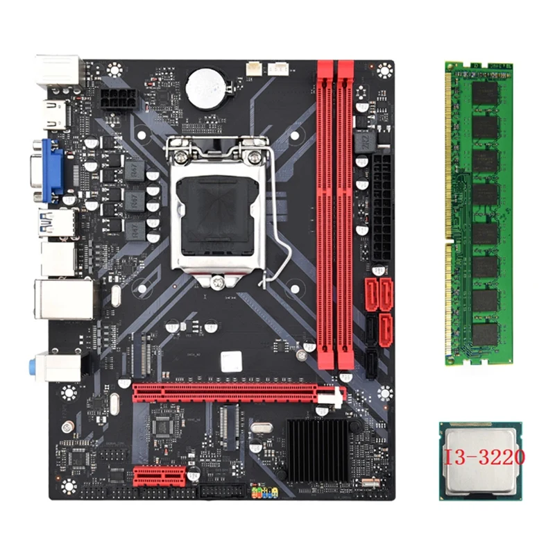 B85M VHL Motherboard 1600Mhz RAM Slots Motherboard I3-3220 CPU +1X DDR3 8G RAM LGA 1155 USB 3.0 SATA 3.0