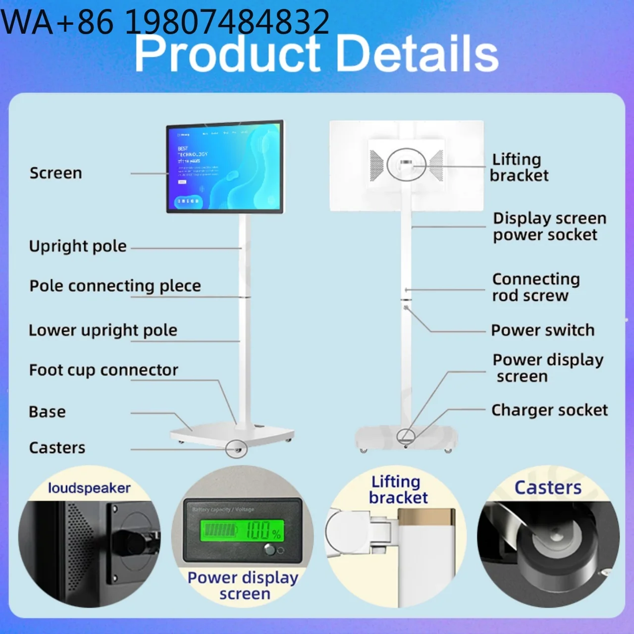 

21.5 Inch Portable Rotatable Touch Screen Floor Standing Smart Display TV, 13MP for Office Home Aliexpress Hot