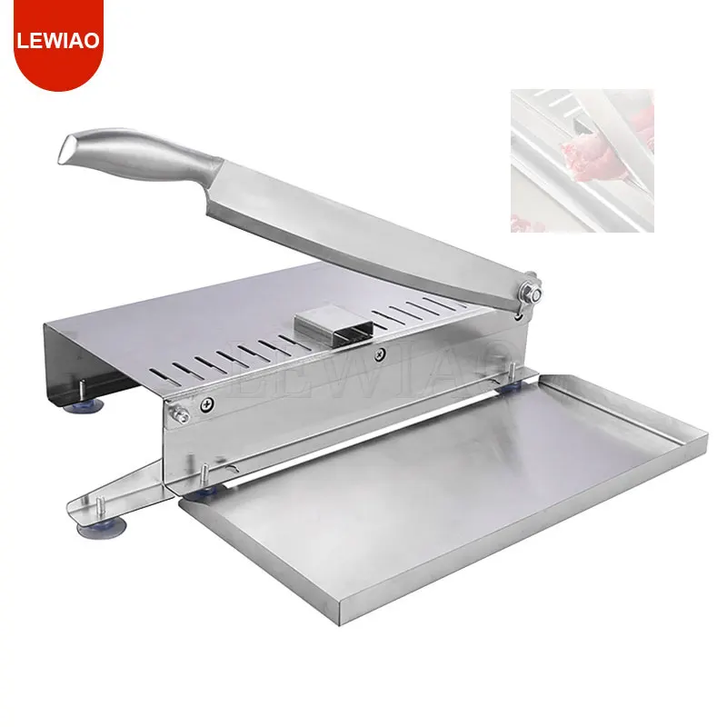 Manual Stainless Steel Food Cutter Slicing Machine Automatic Home Kitchen Frozen Meat Slicer Meat Delivery Nonslip Handle