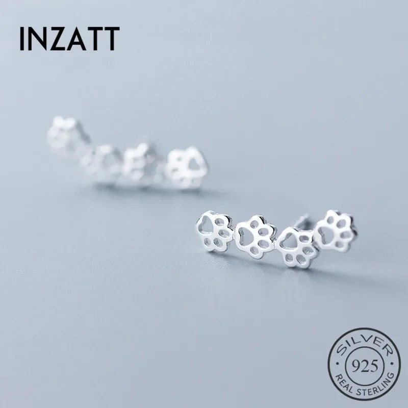 

INZATT Real 925 Sterling Silver Hollow Cat Claw Stud Earring For Fashion Women Party Cute Fine Jewelry MInimalist Accessories