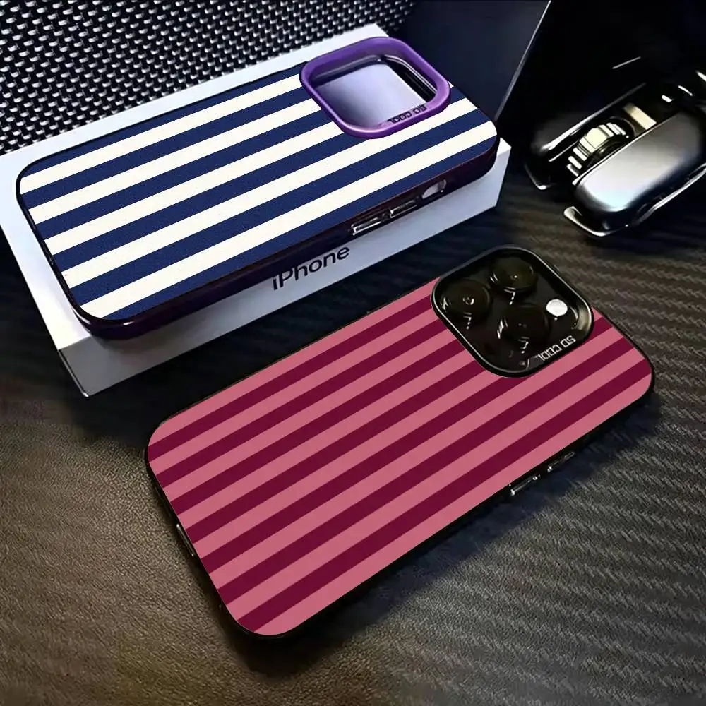 

Burgundy Rose Stripe Phone Case For iPhone 17,16,15,14,13,12,11 Plus,Pro Max,XS,Colorful Silver Phone case Funda Cover