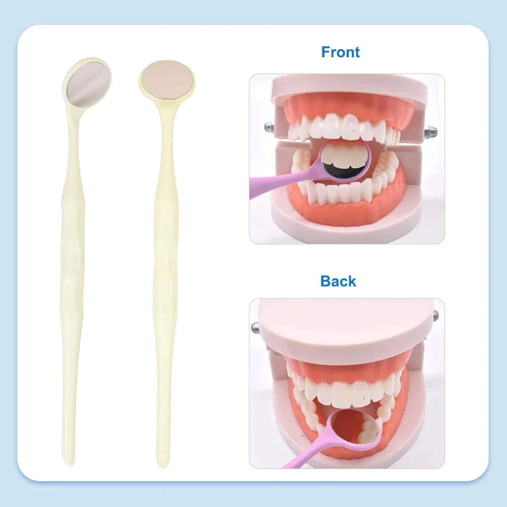 10 pçs dental dupla face espelho oral exame oral espelhos autoclaváveis lente de aço inoxidável acessórios de ferramenta de odontologia