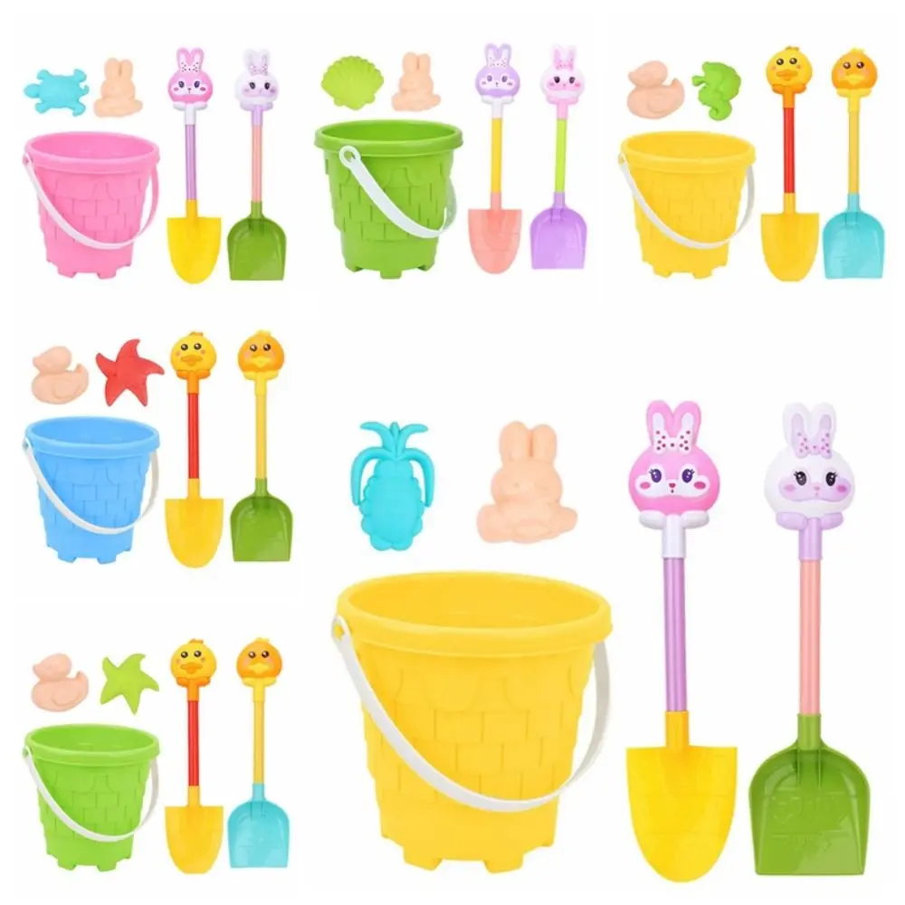 1 Set Portable Beach Sand Play Toys Shovel Water Game Cartoon Lightweight Beach Bucket Toys Duck Rabbit Beach Play Toys Summer