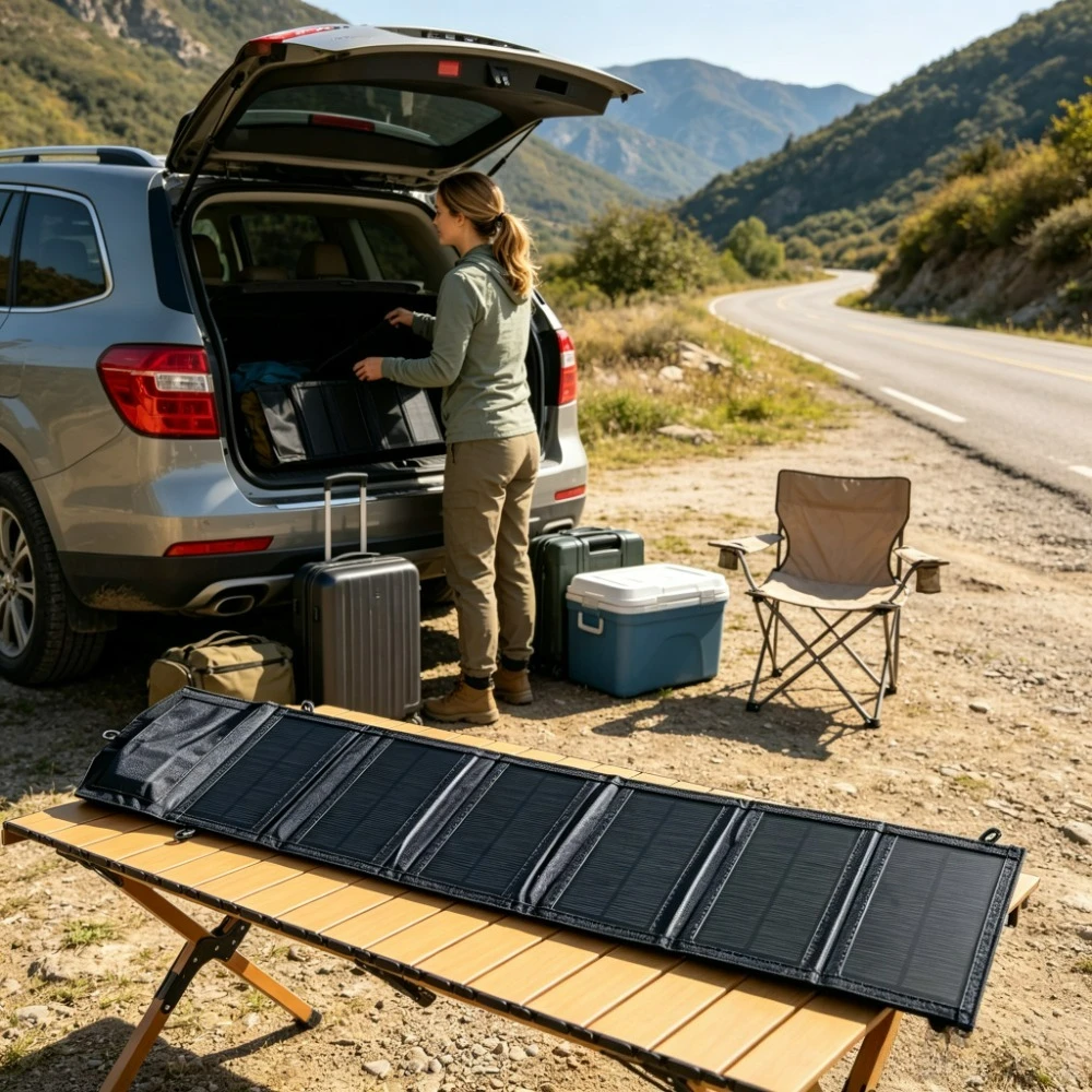 Backpack Attachable USB Solar Panel Foldable 25W 100W Waterproof Solar Charger for Outdoor Travel Mountain Trips Picnic and RV