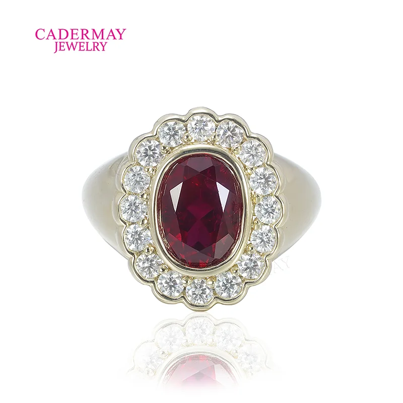 Customized 10K Gold 6x8mm Oval Shape Lab Ruby Sapphire Pinky Ring Women Men Gift Party