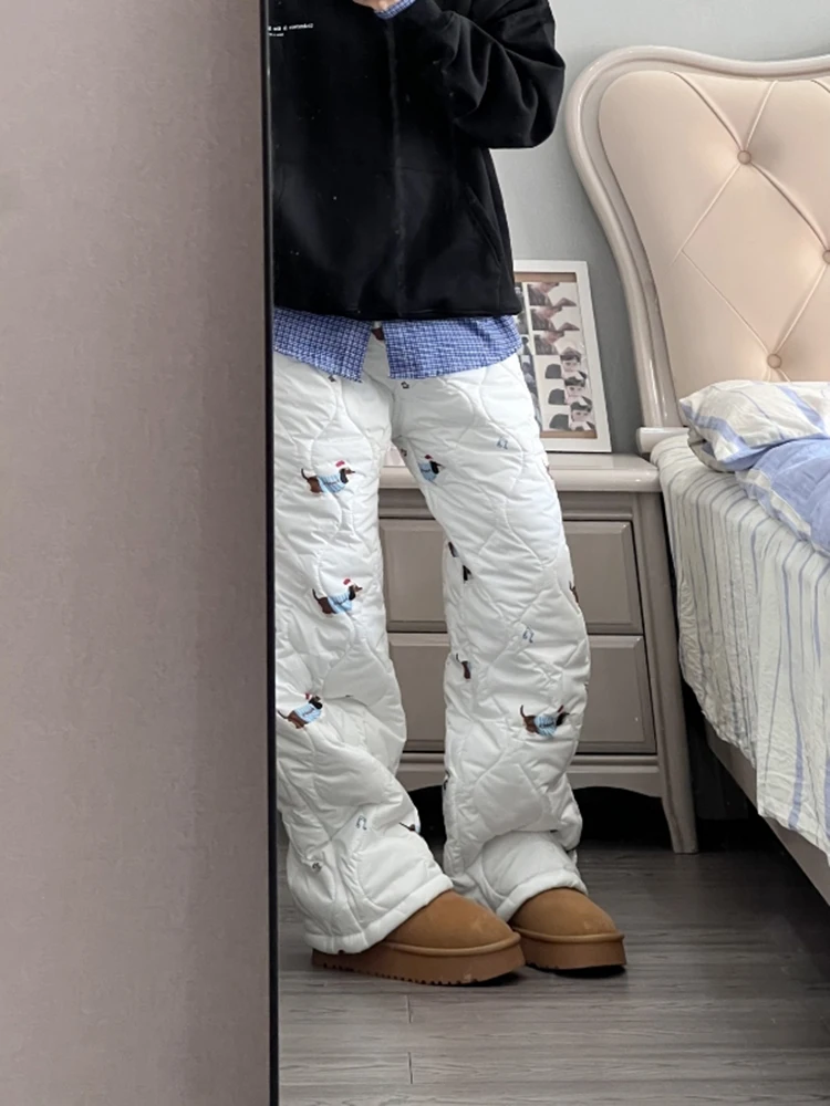 

Мужские хлопковые брюки Thiened Fce, зимние повседневные брюки для отдыха и катания на лыжах с рисунком таксы, молодежные модные свободные повседневные брюки