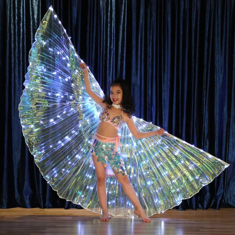 For Kids Belly Dance Costume Accessories 110cm LED Wing with Adjustable Lever Luminous Stage Performance Accessories