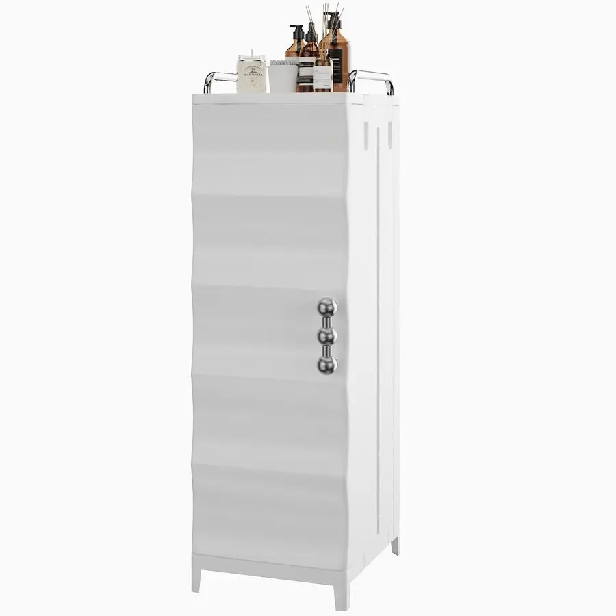 

Узкий шкаф для хранения с дверцей, тонкий шкаф для ванной комнаты с регулируемыми полками, для небольших помещений, ванной, кухни, прачечной