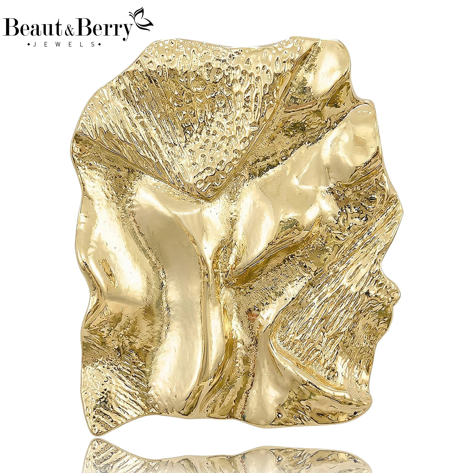 Beaut&Berry Trendy Glossy Abstract Geometric Brooches for Women Unisex Creative Pins Casual Party Jewelry Accessories Gifts