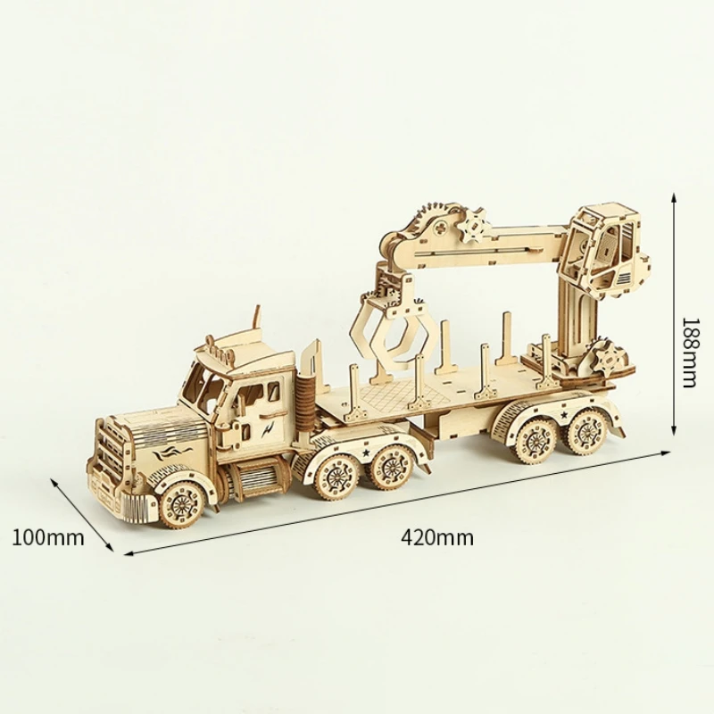 Kit de rompecabezas de modelo de grúa de camión de madera, rompecabezas 3D, juguete hecho a mano para niños, regalo de Navidad, modelo de decoración