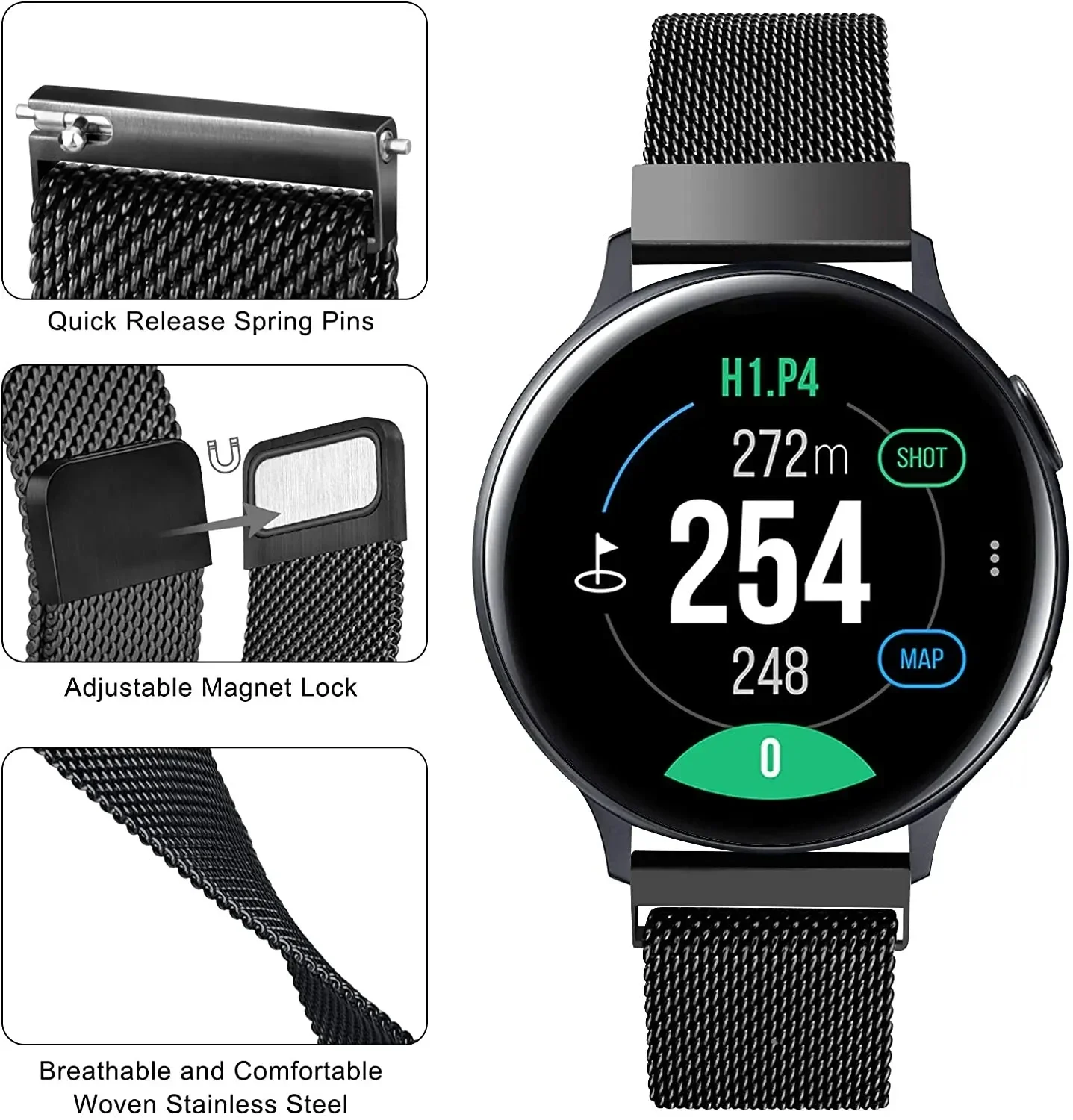 20mm 22mm Strap for Samsung Galaxy watch 4/5/6/5Pro 44mm/40mm/Active 2 Magnetic loop Bracelet Galaxy Watch 4/6 classic 46mm 42mm