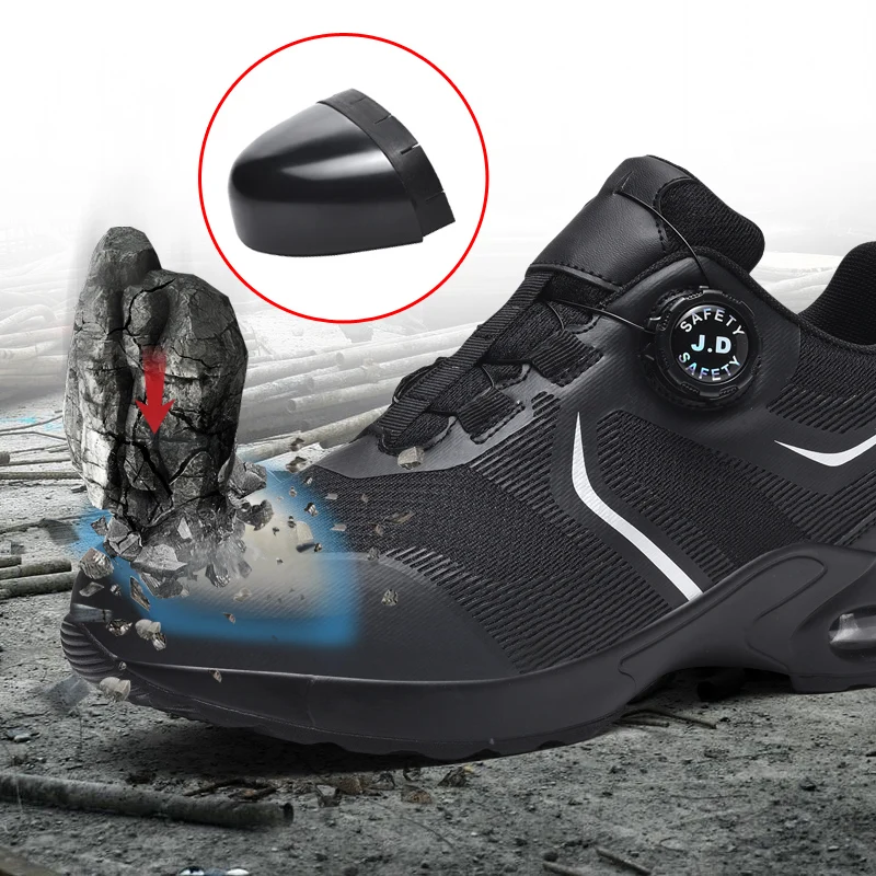 

Rotary Button Work Boots Safety Shoe For Men,AntiImpact AntiPiercing Steel Toe Shoe,Women's Sports Proof labor insurance Sneakes