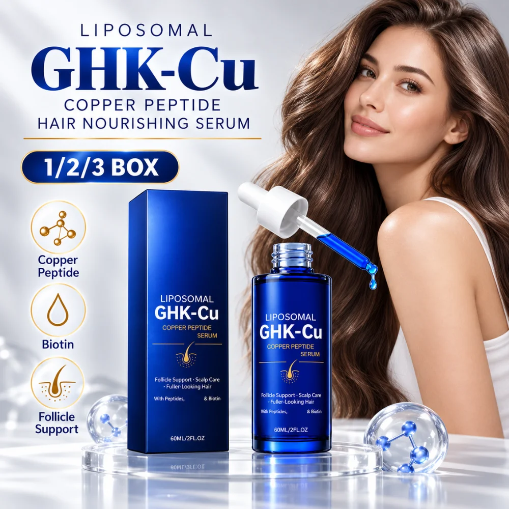 60ml Copper Peptide Hair Growth Serum GHK-Cu Biotin Lightweight Scalp Care Moisturizing Root Nourishing Anti Hair Loss Treatment