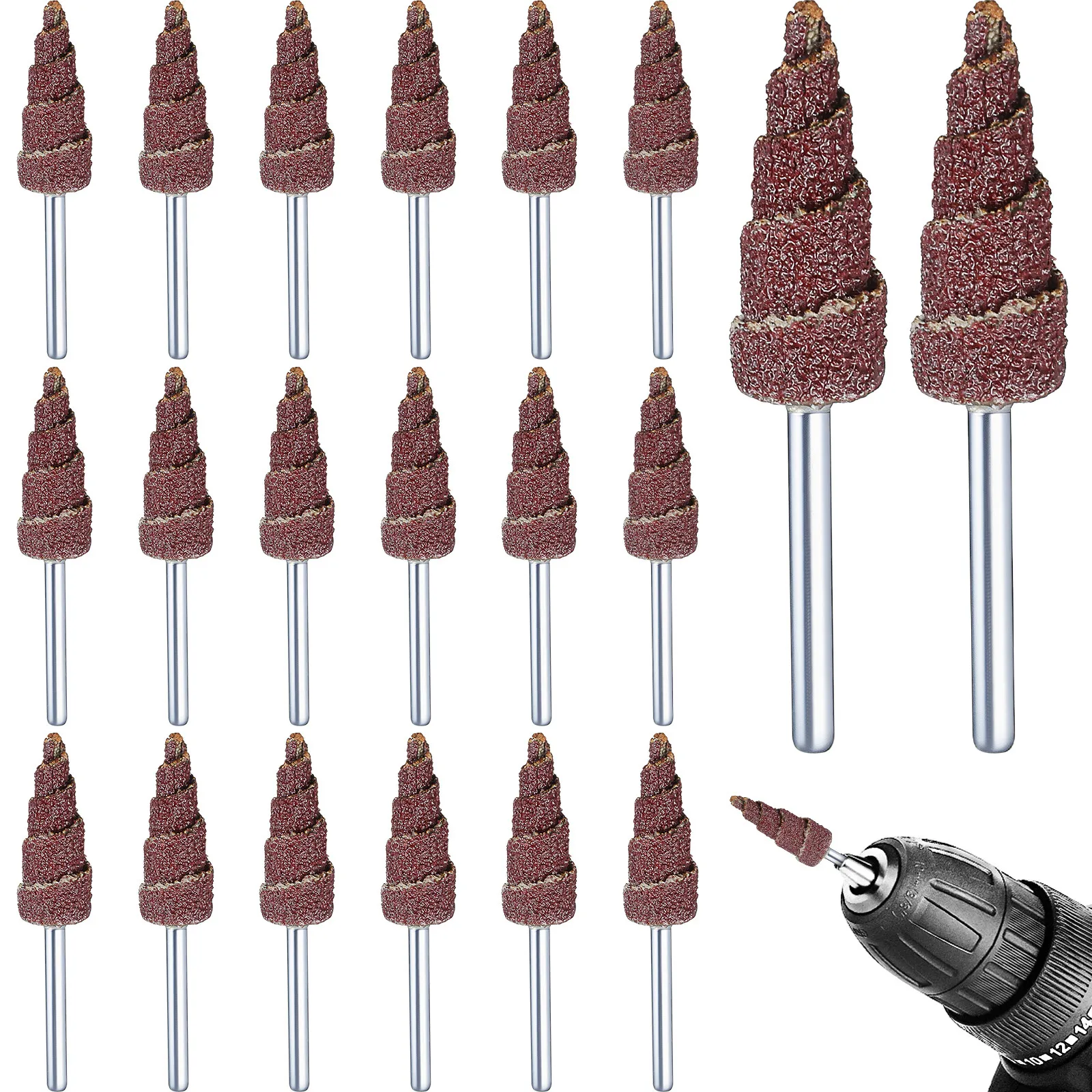 20Pcs Professional Abrasive Flap Wheel Cone Type with Metal Shaft for High Efficiency Polishing Grinding Deburring on Curves - view 4