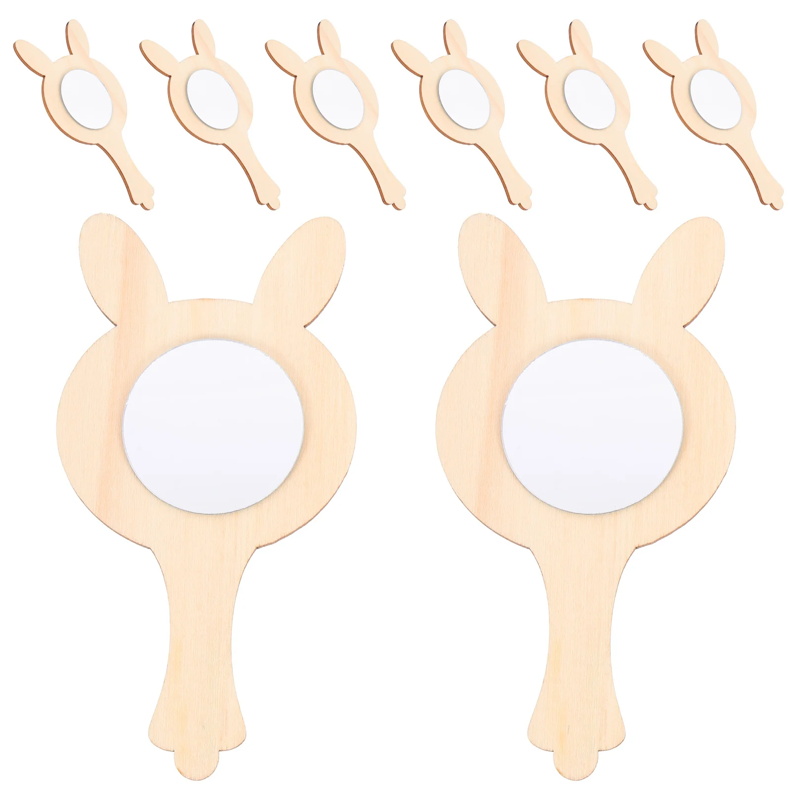 10 stuks houten handspiegels onvoltooide doe-het-zelf-benodigdheden decoratieve minispiegel voor kinderen en volwassenen kinderspiegel