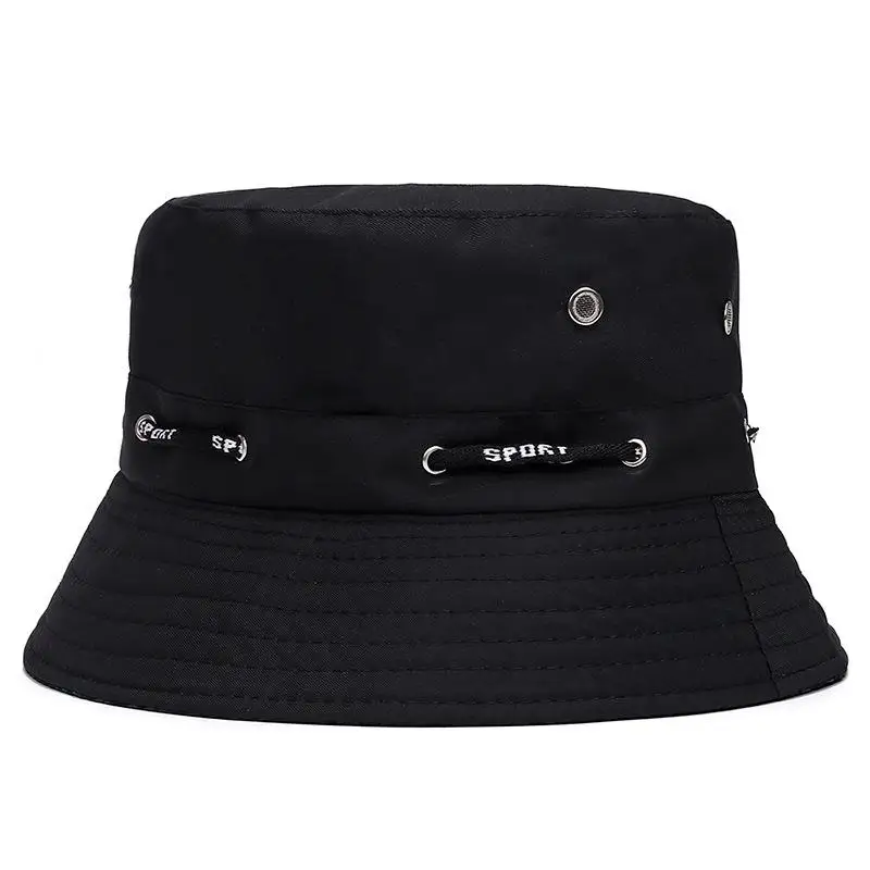 2022 100% New  Bucket Hat Cap Cotton Fishing Boonie Brim Visor Sun Safari Summer Men Camping Black Hats