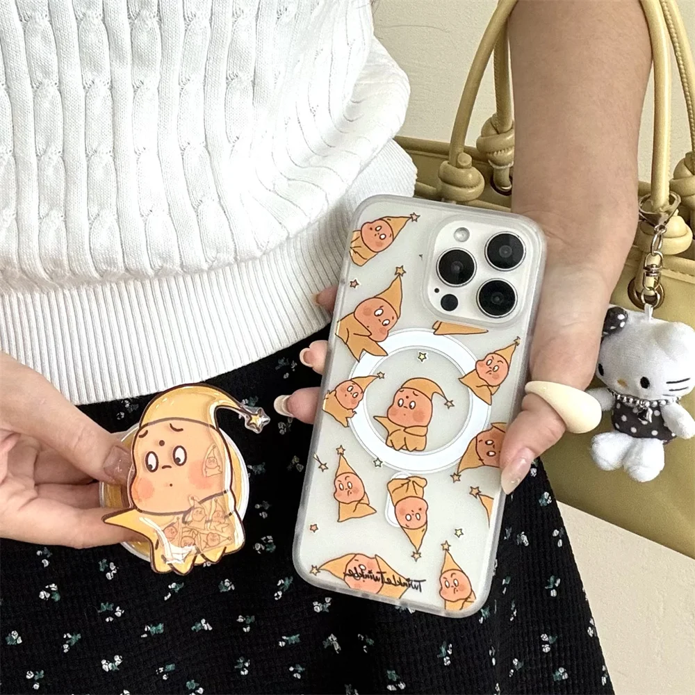 

Funny Star Cartoon Magnetic Stand Phone Case For iPhone 14 15 16 Pro Max 13 Protective Cover with Magsafe Cute Shockproof Cases