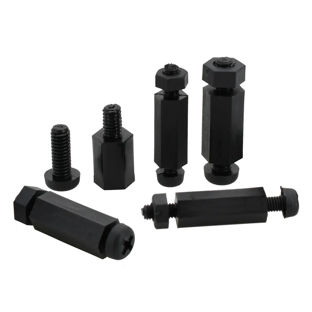 Black Nylon Motherboard Standoff Phillips Screw Hex Nut Set PCB Support Pillars Board Rack Stud Insulation Bolts M2 M2.5 M3 M4