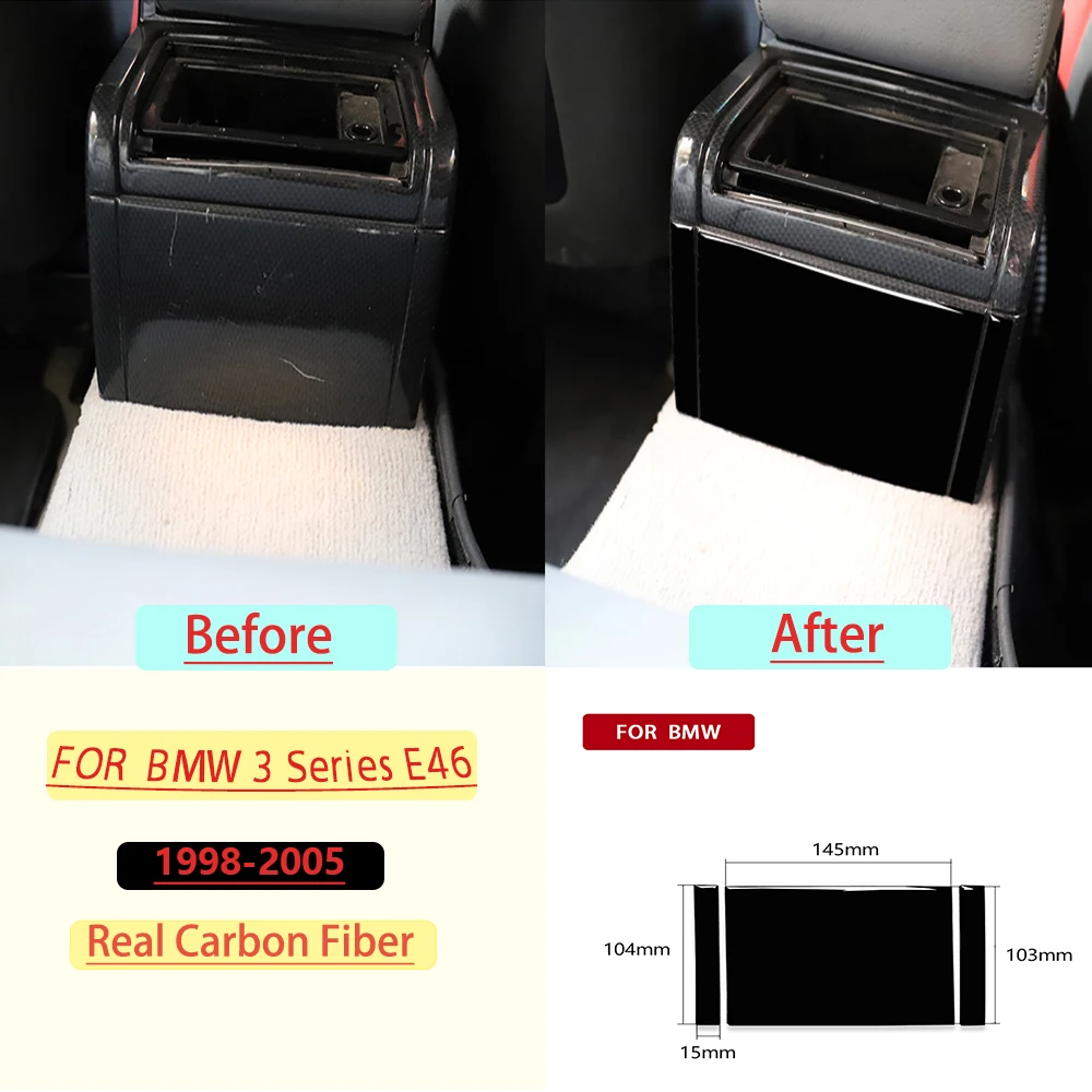 For BMW 3Series E46 1998-2005Car Rear air Vent outlet Panel Trim Real Soft Carbon Fiber Interior Accessories Decoration Sticker