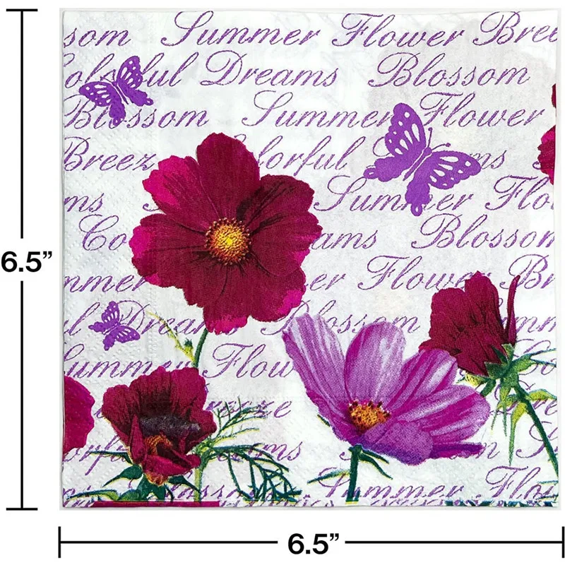 20 Stück/Packung Blumenbedruckte Einweg-Papierservietten Dekoration Hochzeit Party 2-lagige Quadratische Dinner-Servietten – Detail 3