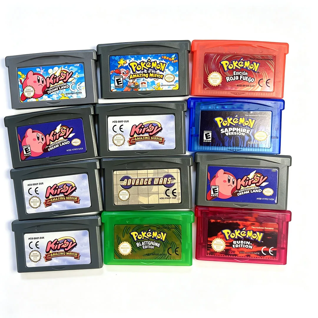 Paquete de Cartuchos de Juego GBA Kir by Pokemon Ad vance Wars, Juegos Clásicos Retro para Game Boy Advance SP NDS