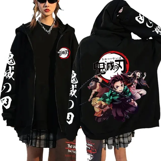 Demon Slayer Blade Kapuzenjacke mit Reißverschluss, Herren-Kapuzenpullover mit Reißverschluss, Y2K Herbst- und Winterjacke, Unisex – Detail 7