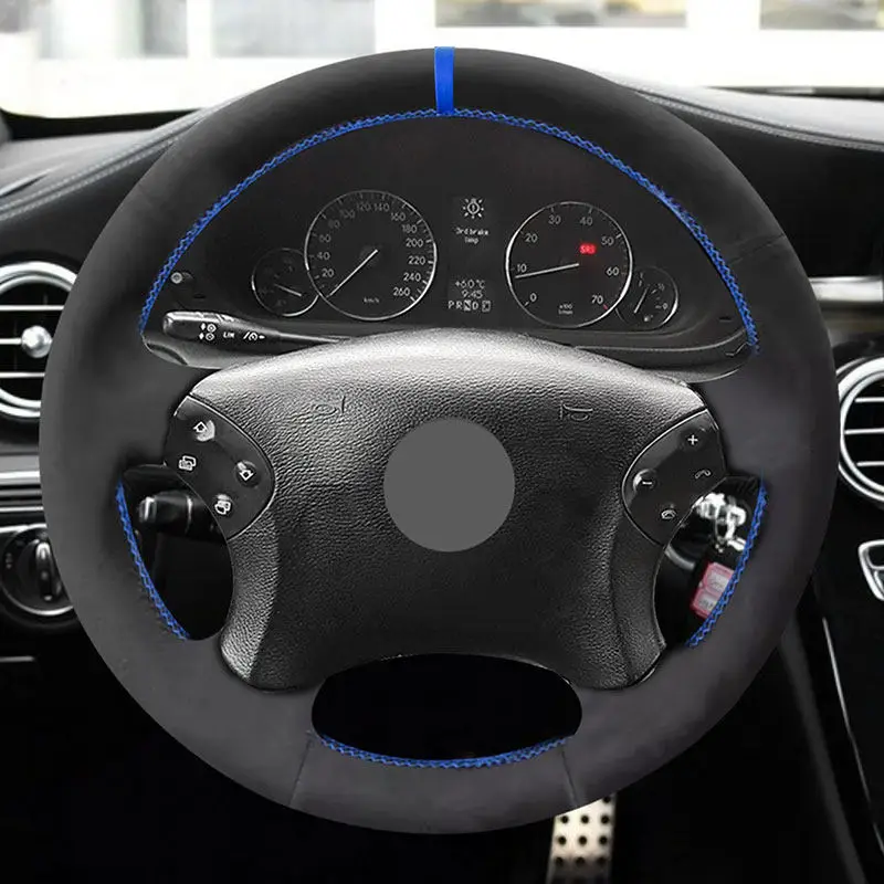 Hand Braids Car Steering Wheel Cover For Mercedes Benz C Class W203 2001 2002 2003 2004 2005 2006 2007 Suede Perforated Leather