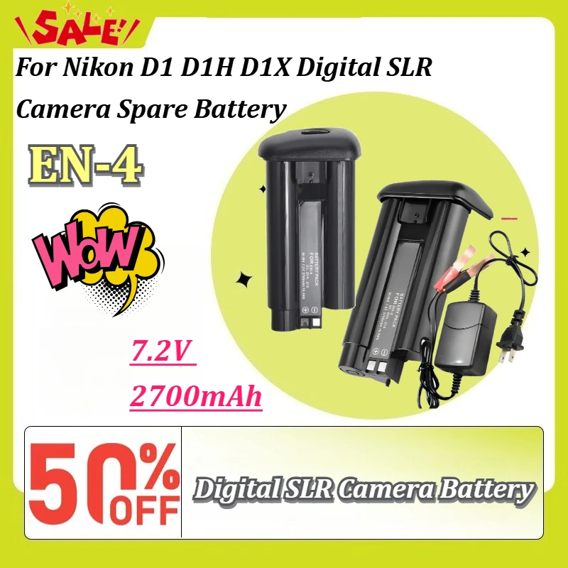 New 7.2V 2700mAh EN-4 Ni-MH Fully Decoded Replacement Camera Battery Pack for Nikon D1 D1H D1X Digital SLR Camera Spare Battery