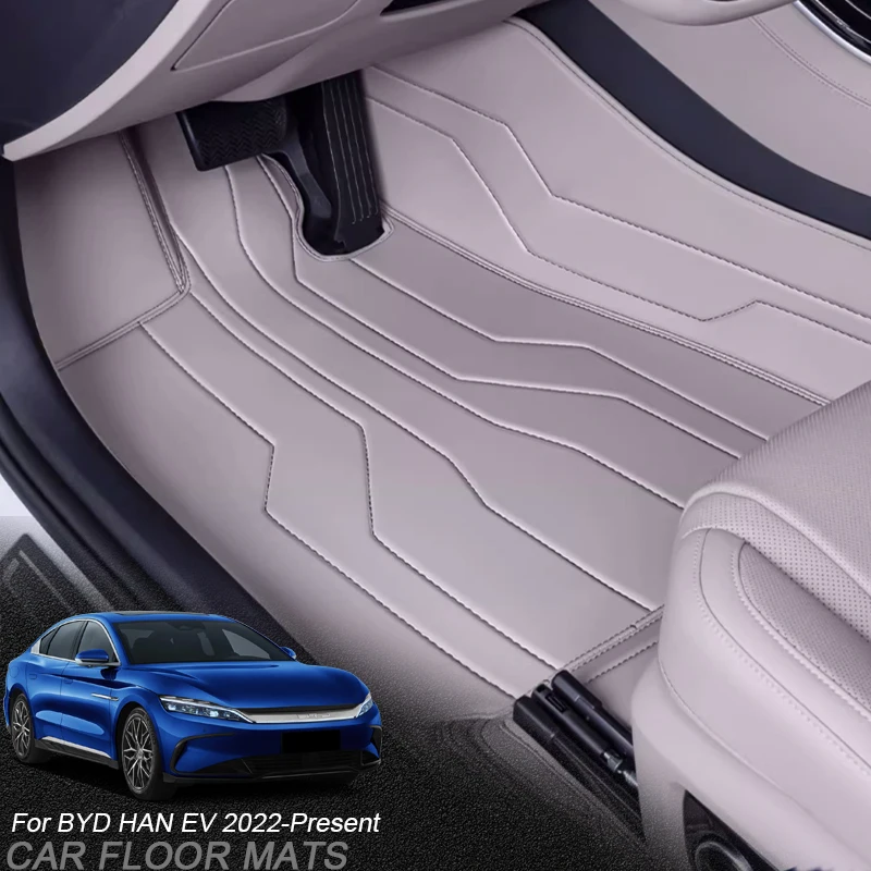 

Изготовленный на заказ кожаный автомобильный коврик для защиты ног из наппа для BYD HAN EV 2022-настоящее время, роскошный водонепроницаемый напольный коврик, внутренний автоаксессуар