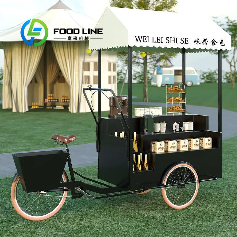 

customize 3 Wheel Cargo Bike Street Food Delivery Crepe Display Freezer Ice Cream Coffee Push Bike Food Cart