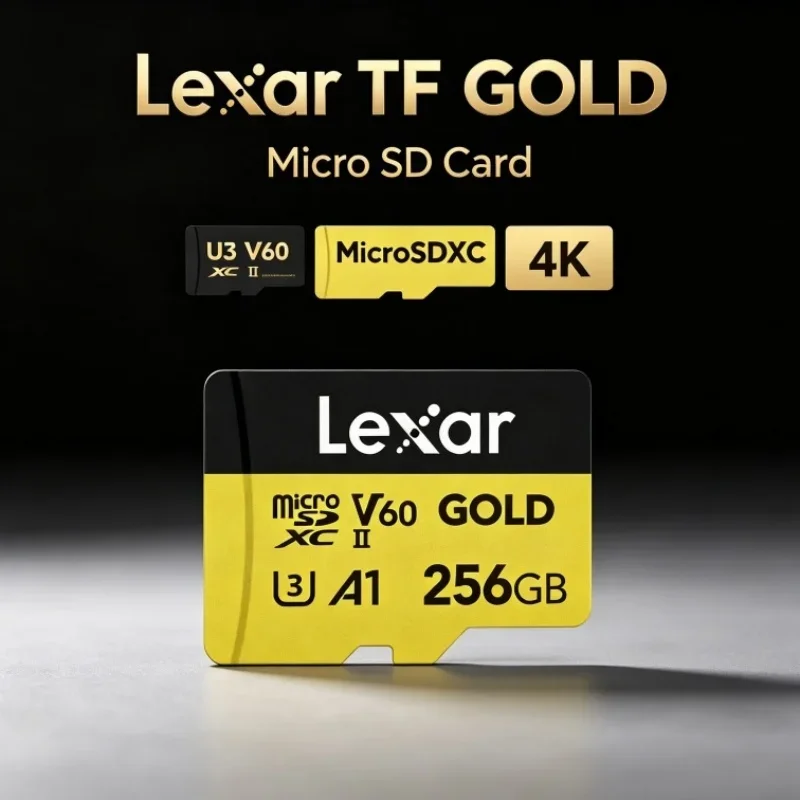 Lexar TF GOLD Professional 4K microSDXC SD Card Memory Card A1 C10 U3 V60 TF Card 128GB 256GB for Digital Camera