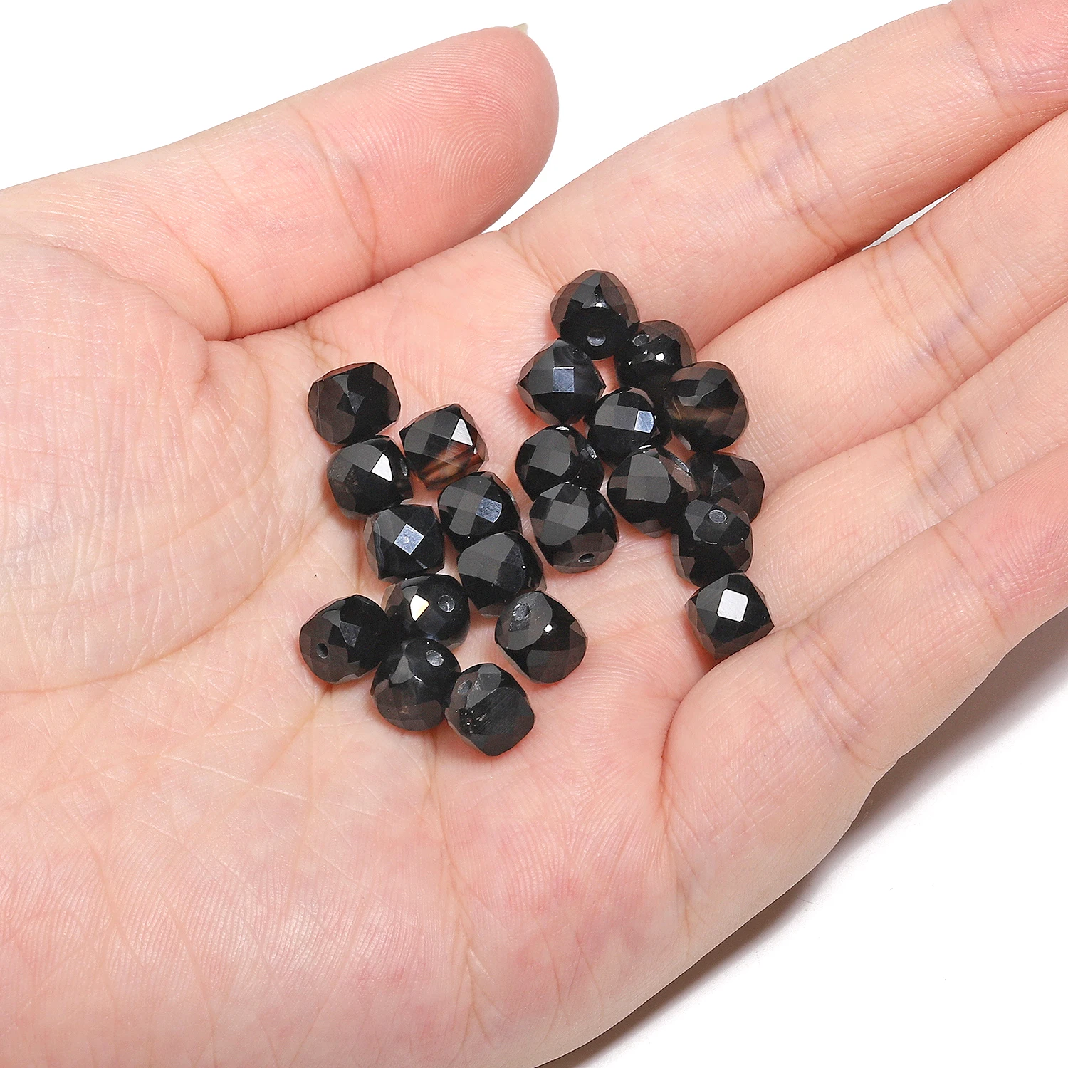 7-8mm Natural Black Stripe Agate Stone Beads Faceted Cube Shape Beads for Jewelry Making Diy Bracelet Beadings Accessories