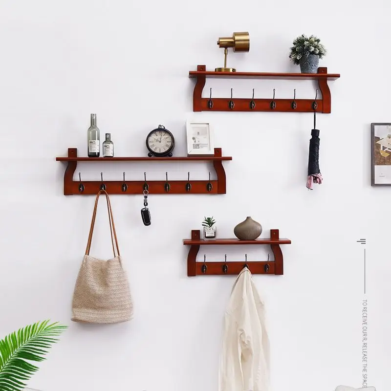 

2024 New Arrival Wall Hanger Household Wooden Hook Clothes Storage Rack Bedroom Wall Hanging Solid Color Decorative Hook LF249