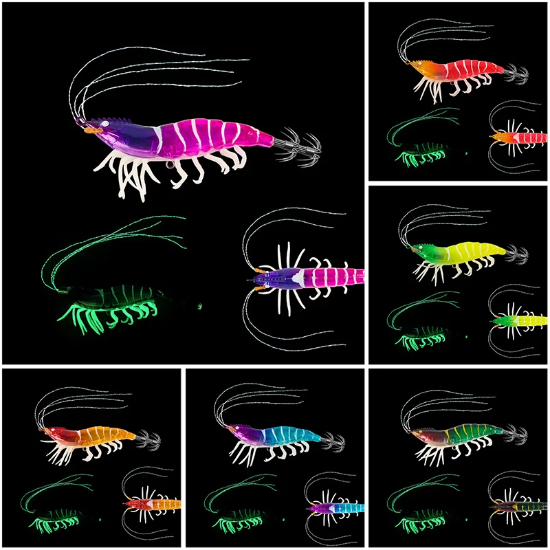 

Luminous Squid Jig 105mm 12g Horizontal Slow Sinking Egi Lure with Strong Hooks Artificial Cuttlefish Bait for Saltwater Fishing