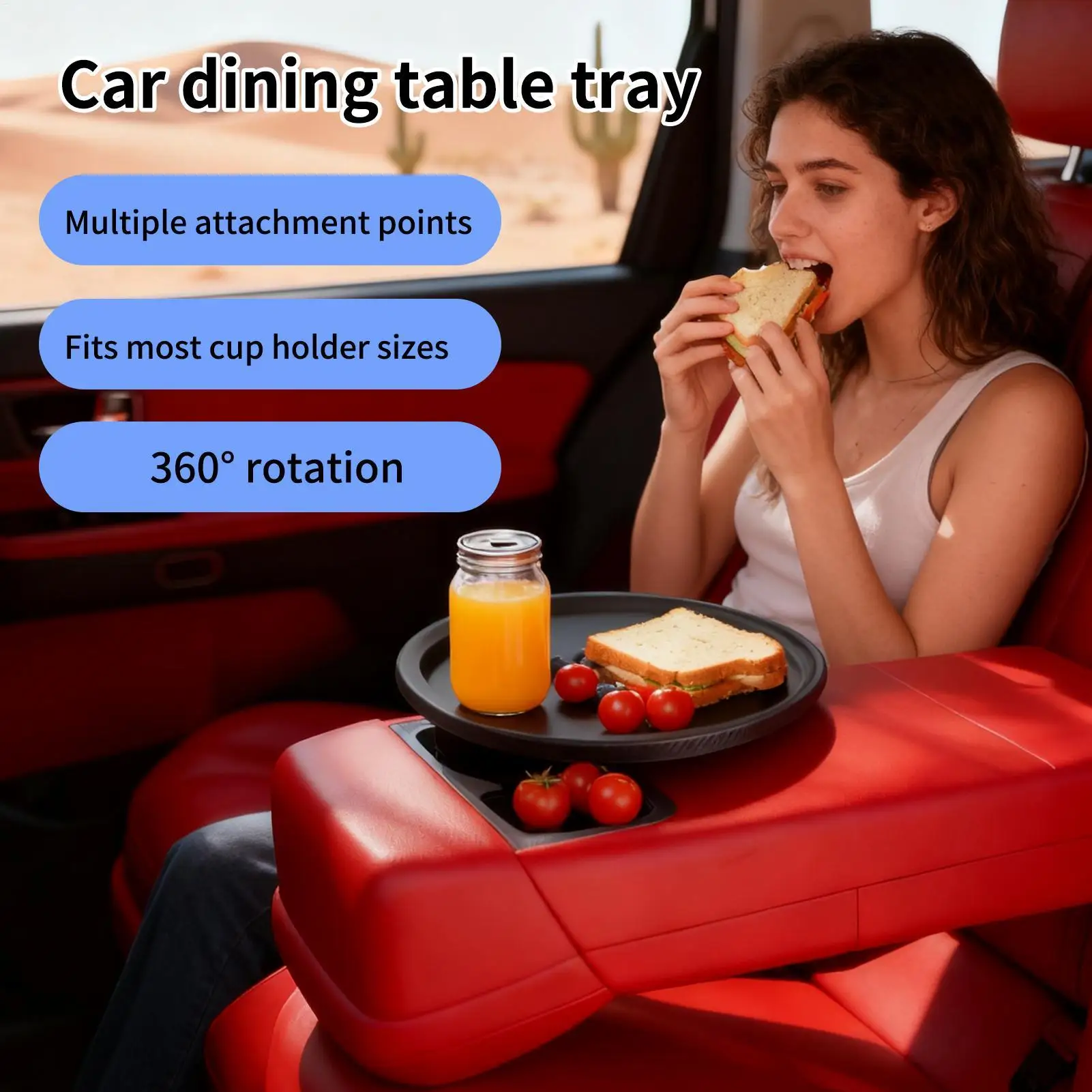 صينية حامل الكأس لمحول تركيب موسع السيارة مع قاعدة قابلة للتعديل صينية طعام للسيارة لشاحنة مركبة راكب السيارات #3