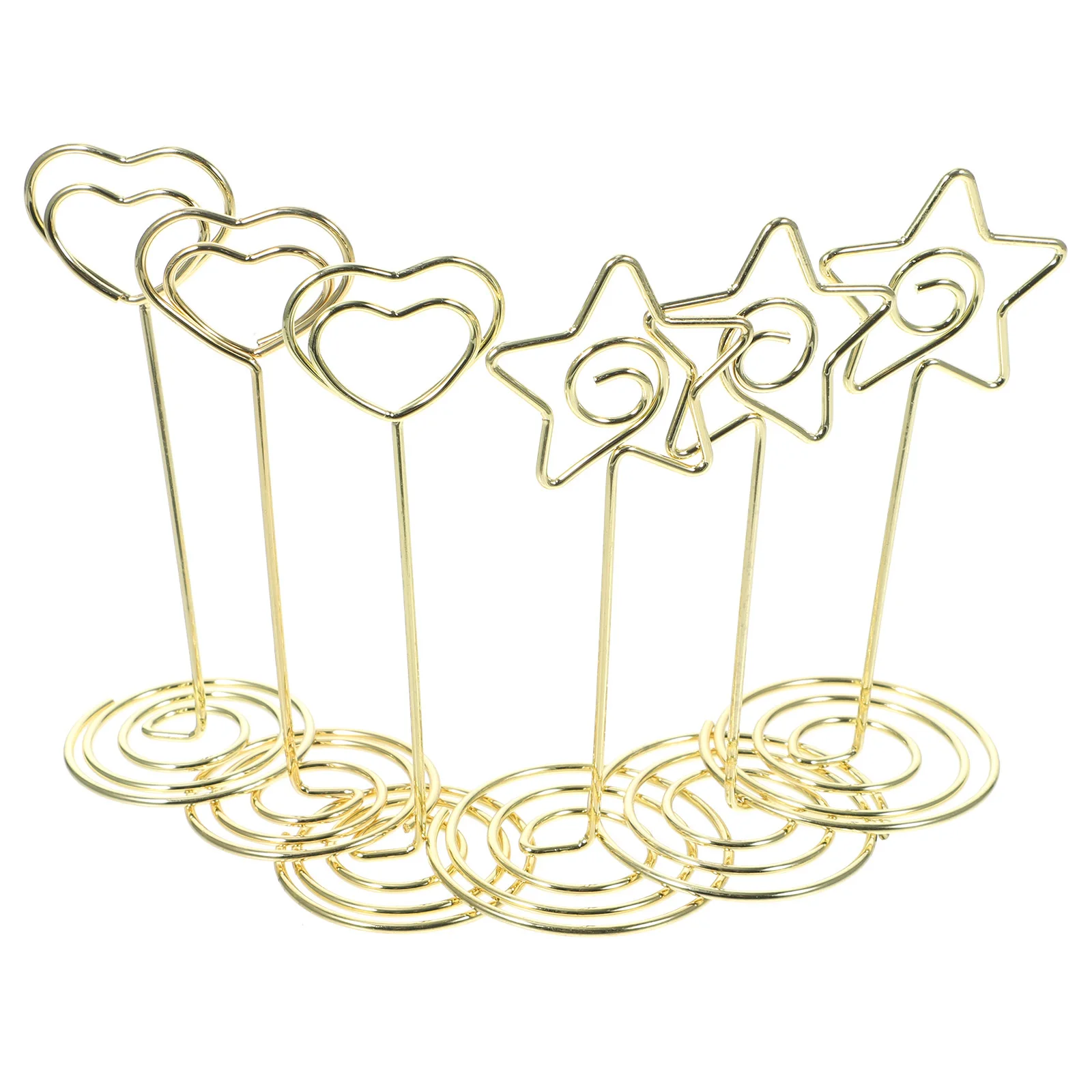 

6pcs Love Card Holders Mini Table Number Clips Spiral Base Photo Holder Stand For Wedding Party Table Sign Holders Office