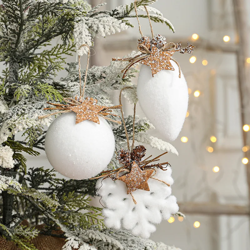 White Snowflakes, Water Drops, Bells, Foam Balls, Christmas Ball Pendants, Hanging Balls, Decoration, Atmosphere Arrangement