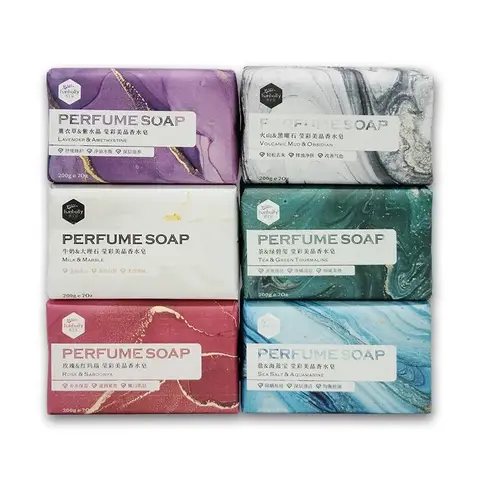 한볼리 크리스탈 향수 비누 200g - 티트리와 바다소금이 함유된 수제 화산머드 목욕 비누 클렌징 결혼 선물