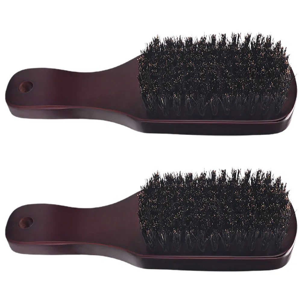 2Pcs Beard Grooming Brush Boar Bristle Wooden Handle Vintage Design Mustache Styling Tool Facial Hair Cleaning Portable