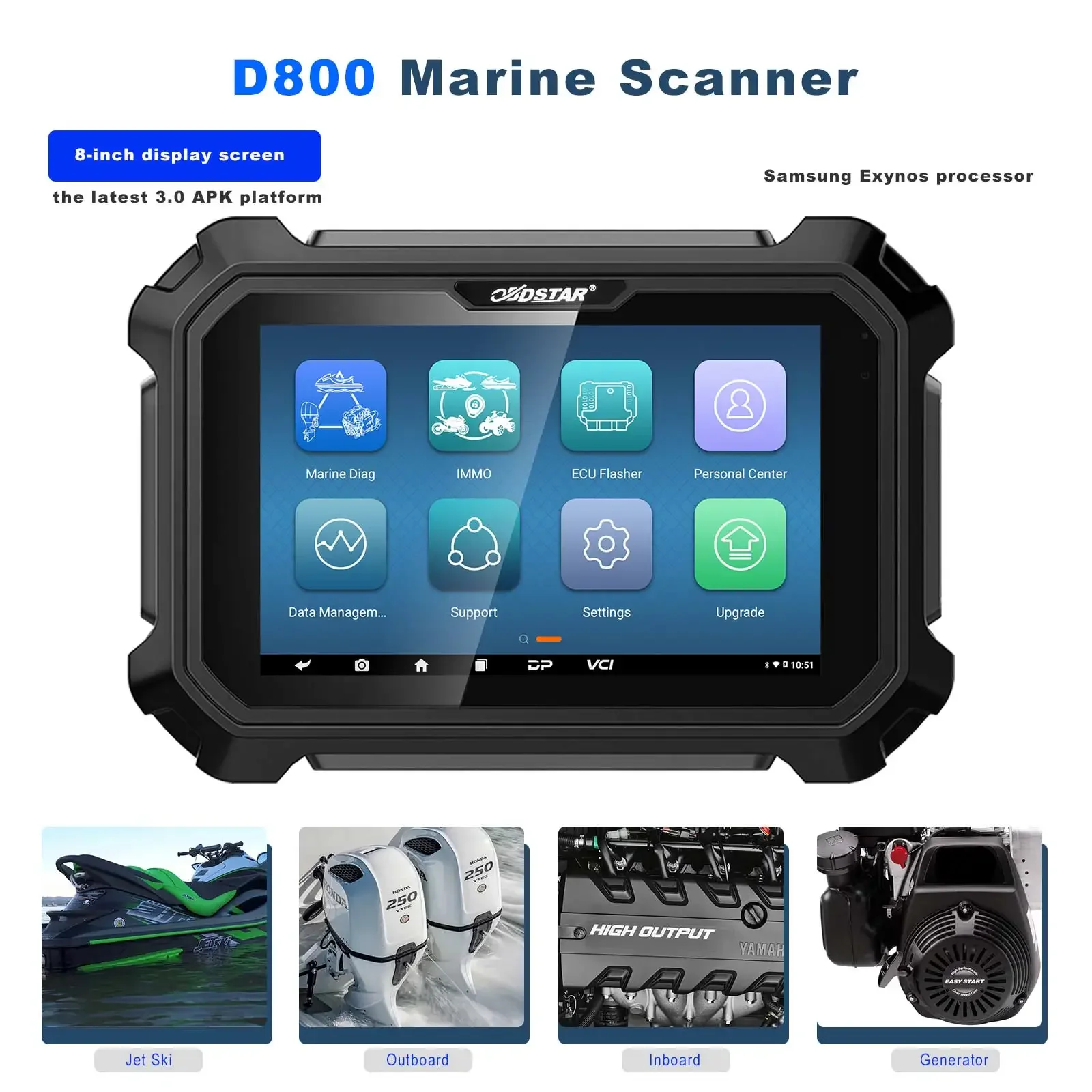 OBDSTAR D800 A /B package New Generation device for Marine (jet ski/inboard/outboard/generator) Intelligent Diagnosis tool