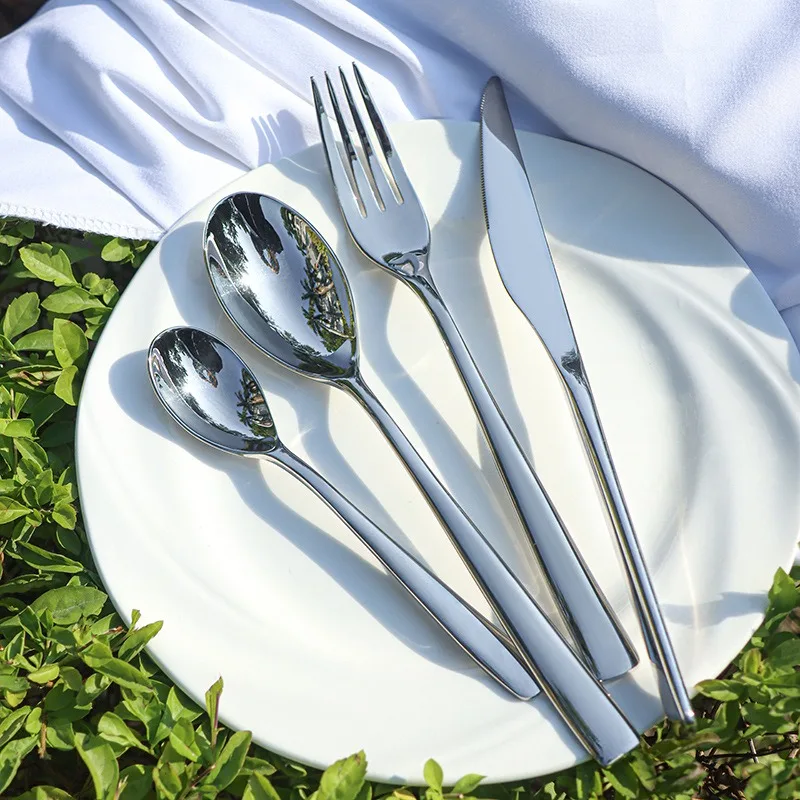 

24pcs Shiny Silver Cutlery 304 Stainless Steel Silverware Dinnerware Set Flatware Service For 6