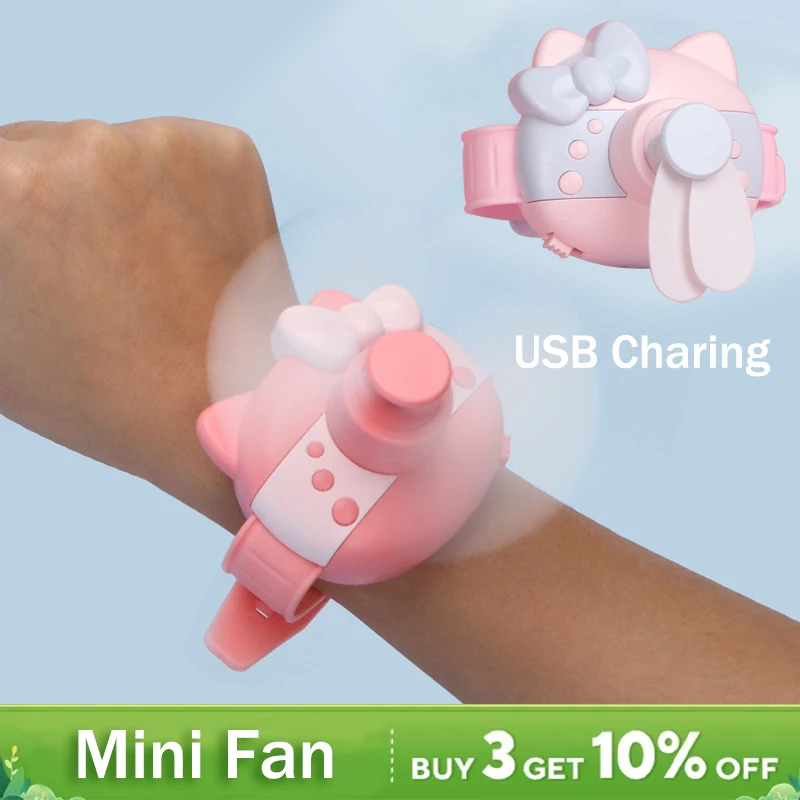 

Cute Mini Fan,Watch Design for Children,Portable Fan,Soft Safe Strong Wind,USB Ventilation Rechargeable,for Student Camping