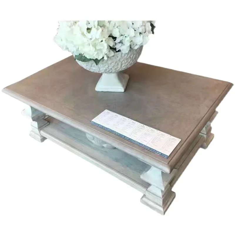

Мебельное здание Ренессанс Прямоугольный журнальный столик Европейский ретро журнальный столик из цельного дерева Французский потертый чайный столик