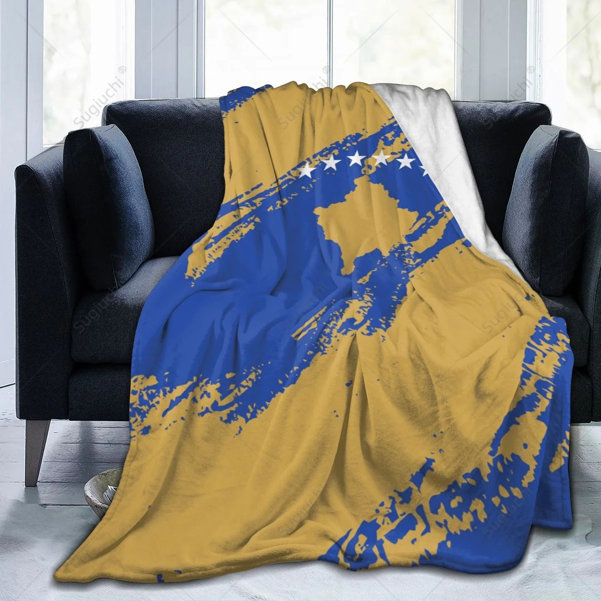 Blanket Kosovo Flag Color Flannel Multifunction Camping Sofa Cover Keep Warm