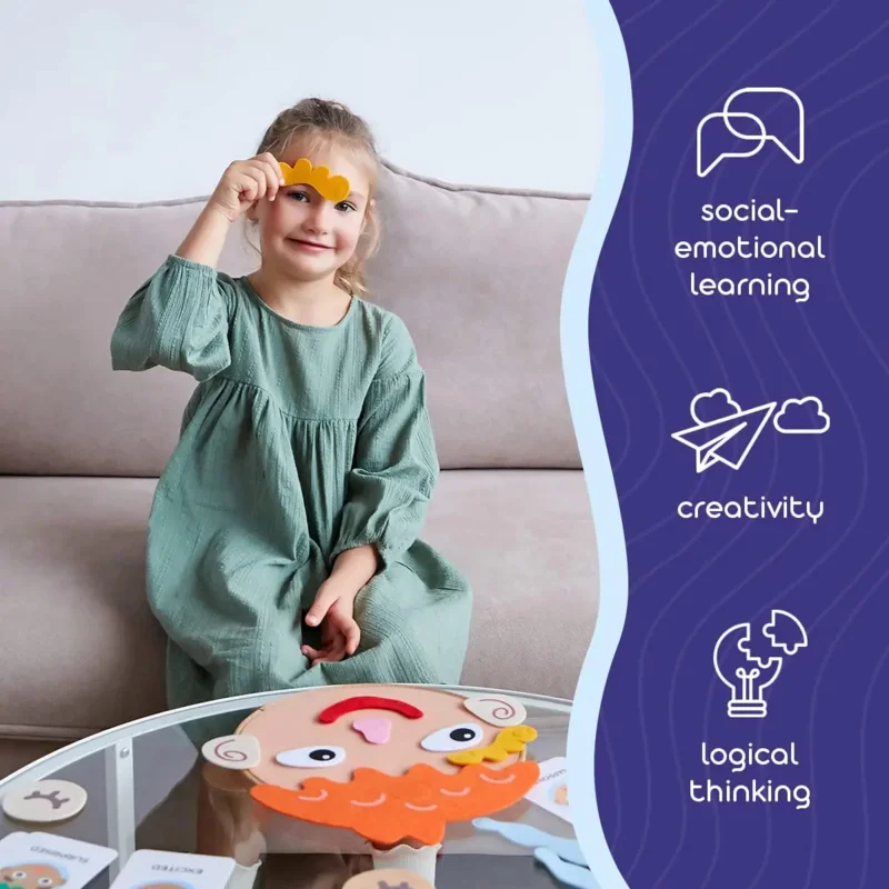 Children DIY emotional Facial expression educational jigsaw puzzles early education board games With 9pcs Cards toys for kids