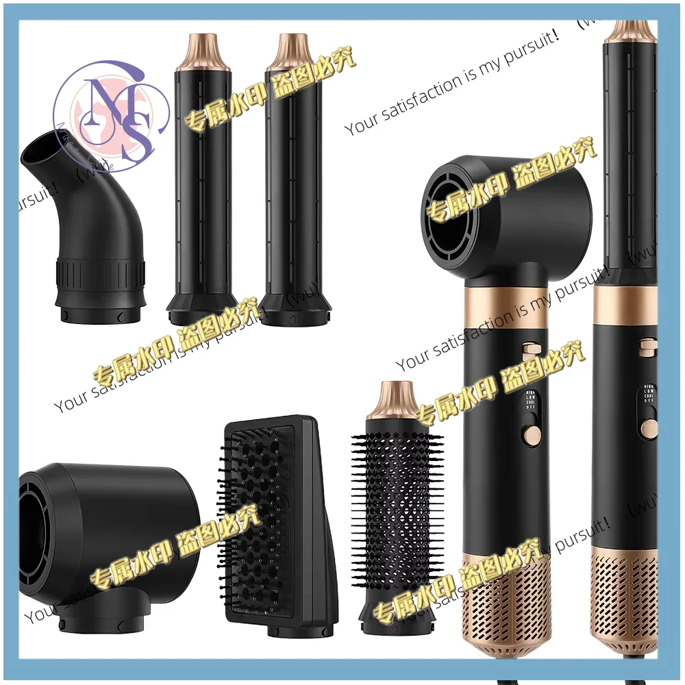6 in 1 hair dryer and styling set, hot air comb, curling iron, hair straightener.