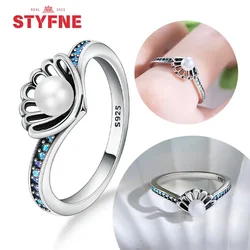 925 Sterling Silver Rings Pearl Shell Stackable Rings Elegant Original for Women Engagement Wedding Ring Jewelry Luxury Gift