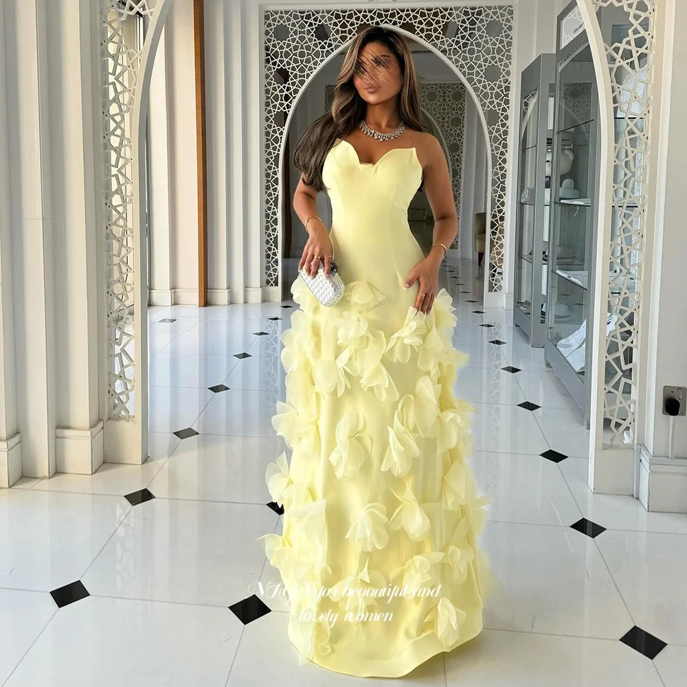 

NFYN 3D Flowers Party Gowns Sweetheart Prom Dresses A Line Formal Evening Gowns for Arabic Women robes de soirée Customized