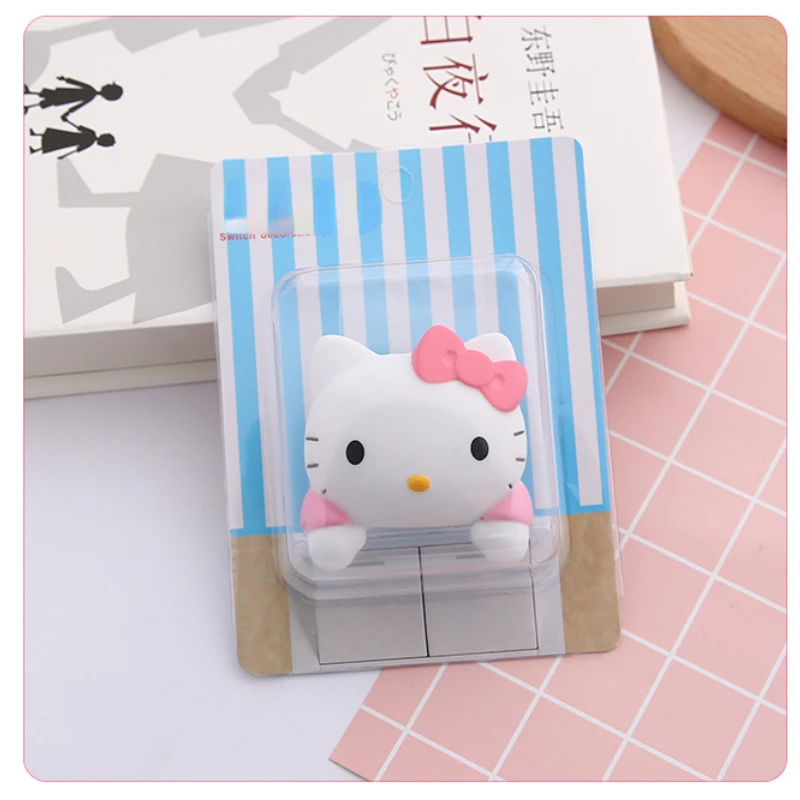 Hello Kitty Switch Sticker Creative Home Bedroom Cute Switch Sticker Wall Socket Cover Plate Decorative Sticker Protective Cover